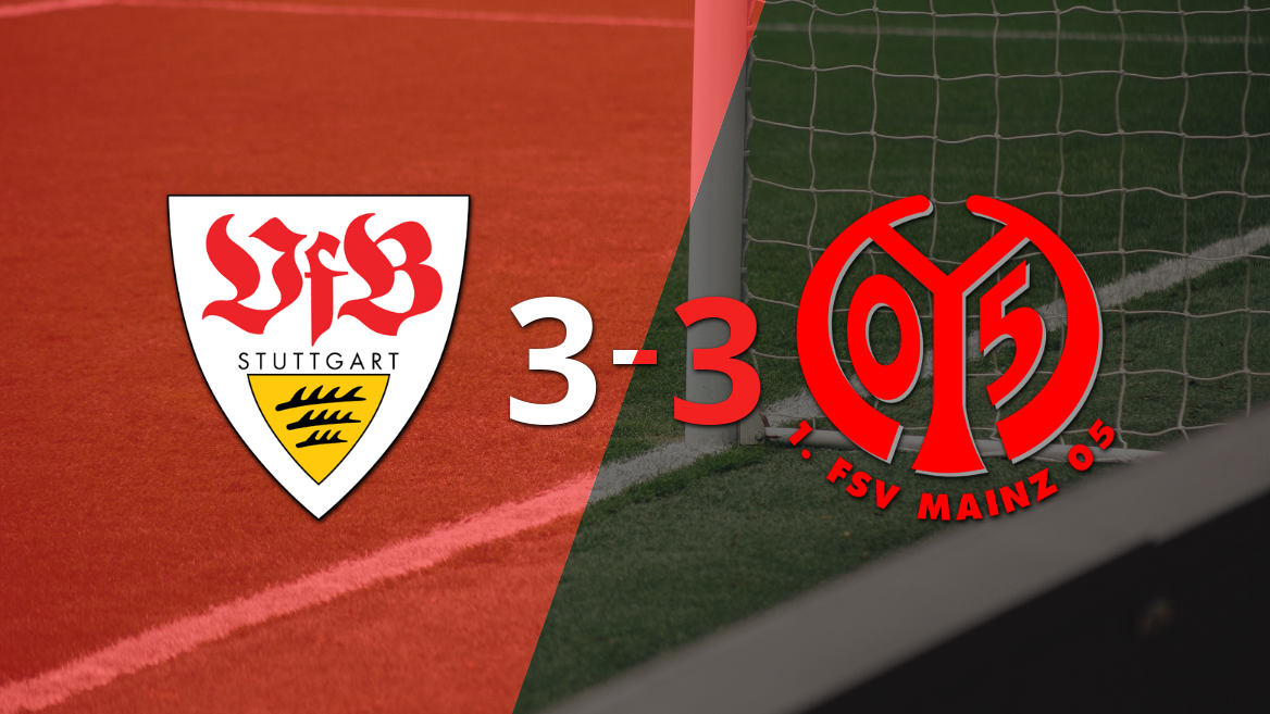 Mainz empató 3-3 contra Stuttgart sobre el final del partido