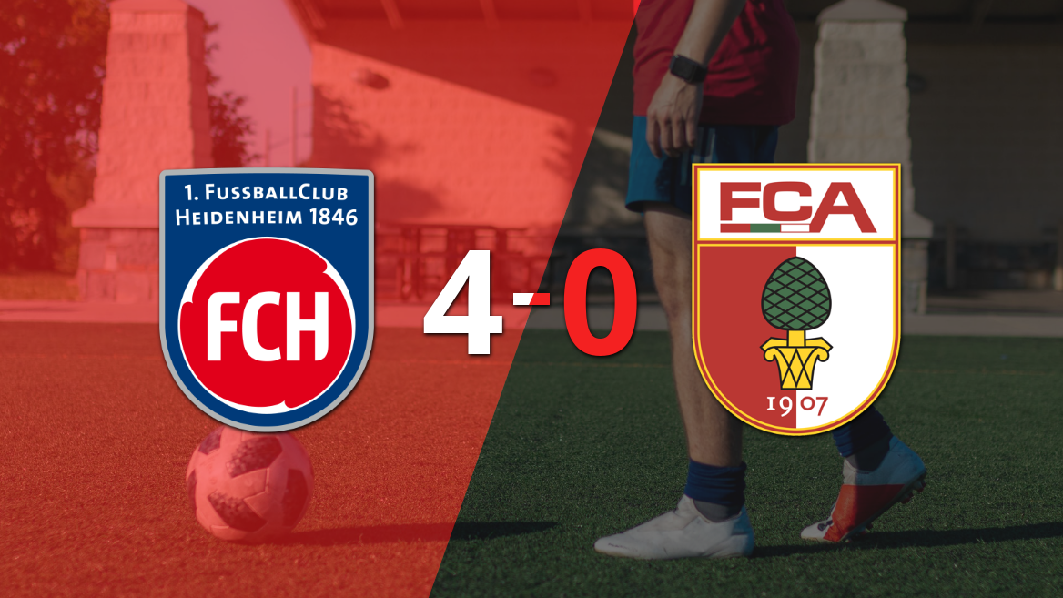 Heidenheim fue contundente y goleó 4-0 a Augsburg