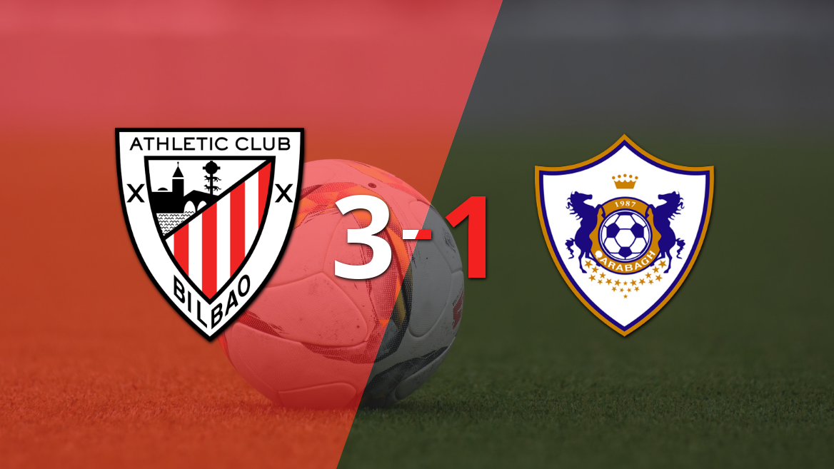 Athletic Bilbao se impone con remontada 3-1 sobre Qarabag