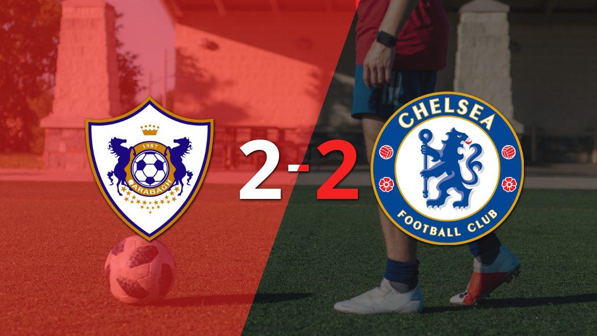 Chelsea sacó un punto luego de empatar a 2 goles con Qarabag