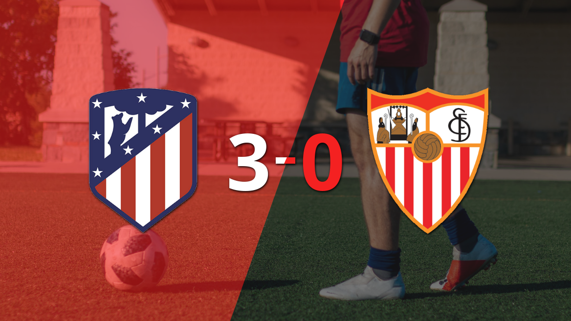 Atlético de Madrid golea 3-0 a Sevilla