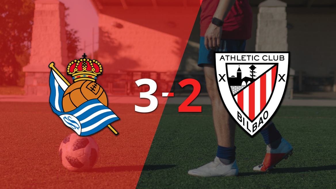Con un marcador 3-2, Real Sociedad derrotó a Athletic Bilbao por el derbi vasco con gol agónico