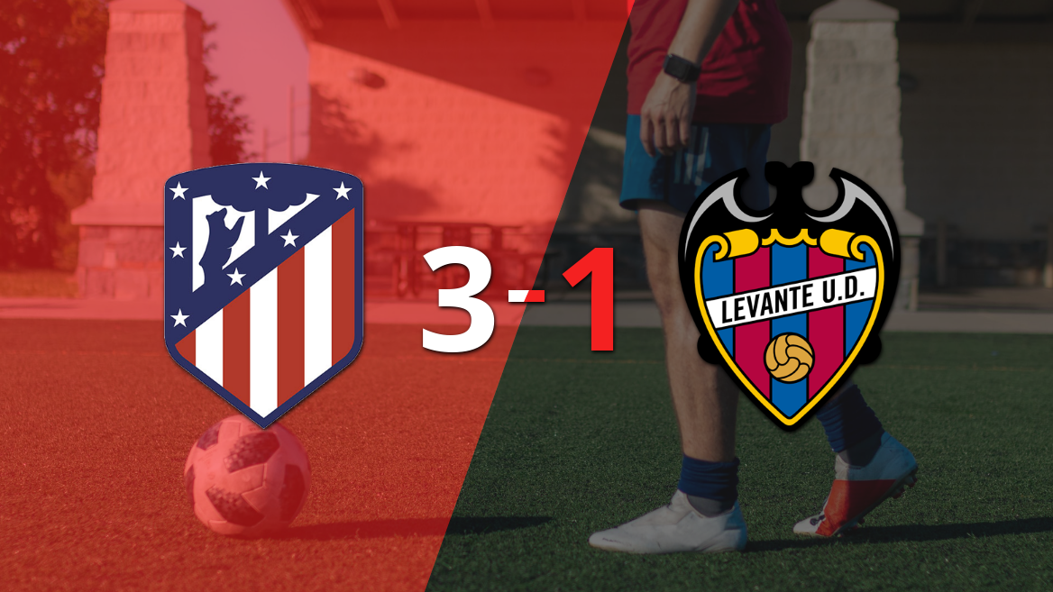 Antoine Griezmann marca un doblete en la victoria 3-1 de Atlético de Madrid ante Levante