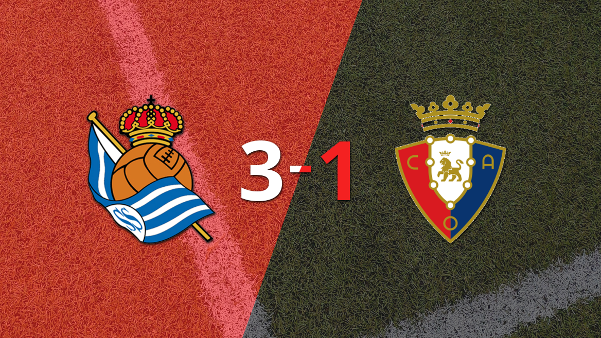 Real Sociedad superó 3-1 a Osasuna con dos tantos de Gonçalo Guedes