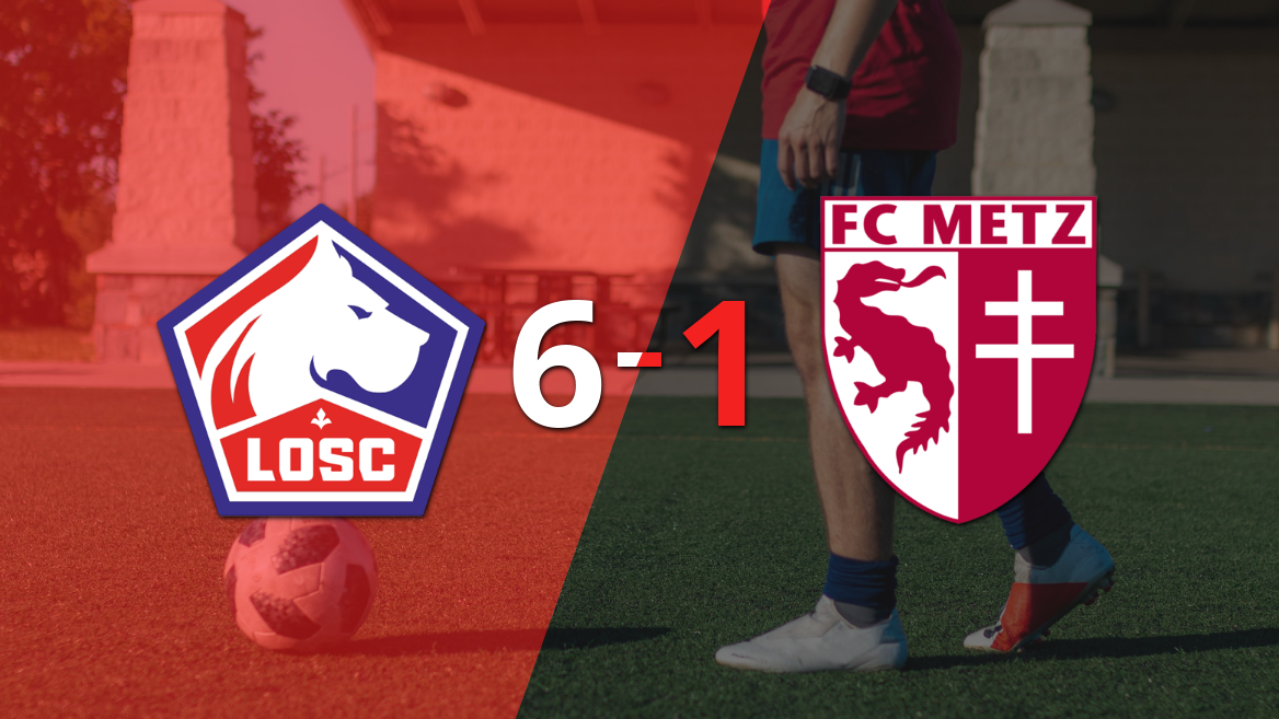 Lille derrotó 6-1 sin complicaciones a Metz con doblete de Félix Correia