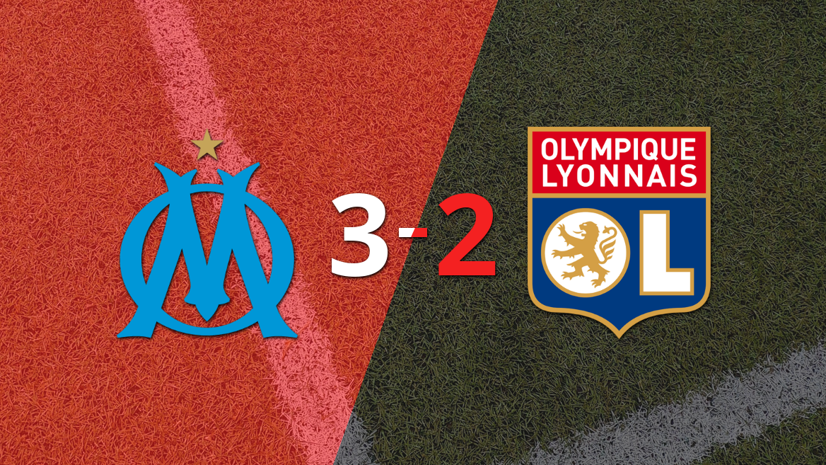 Olympique de Marsella superó 3-2 a Olympique Lyon con dos tantos de Pierre Aubameyang