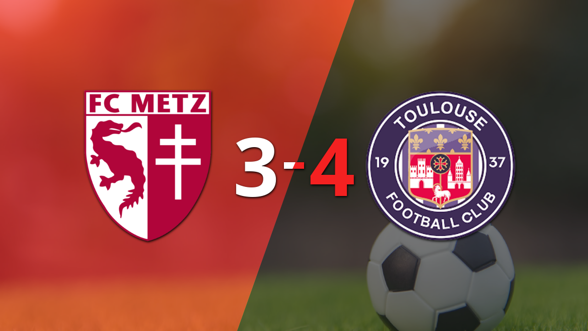 Doblete de Yann Gboho guió el triunfo 4-3 de Toulouse sobre Metz
