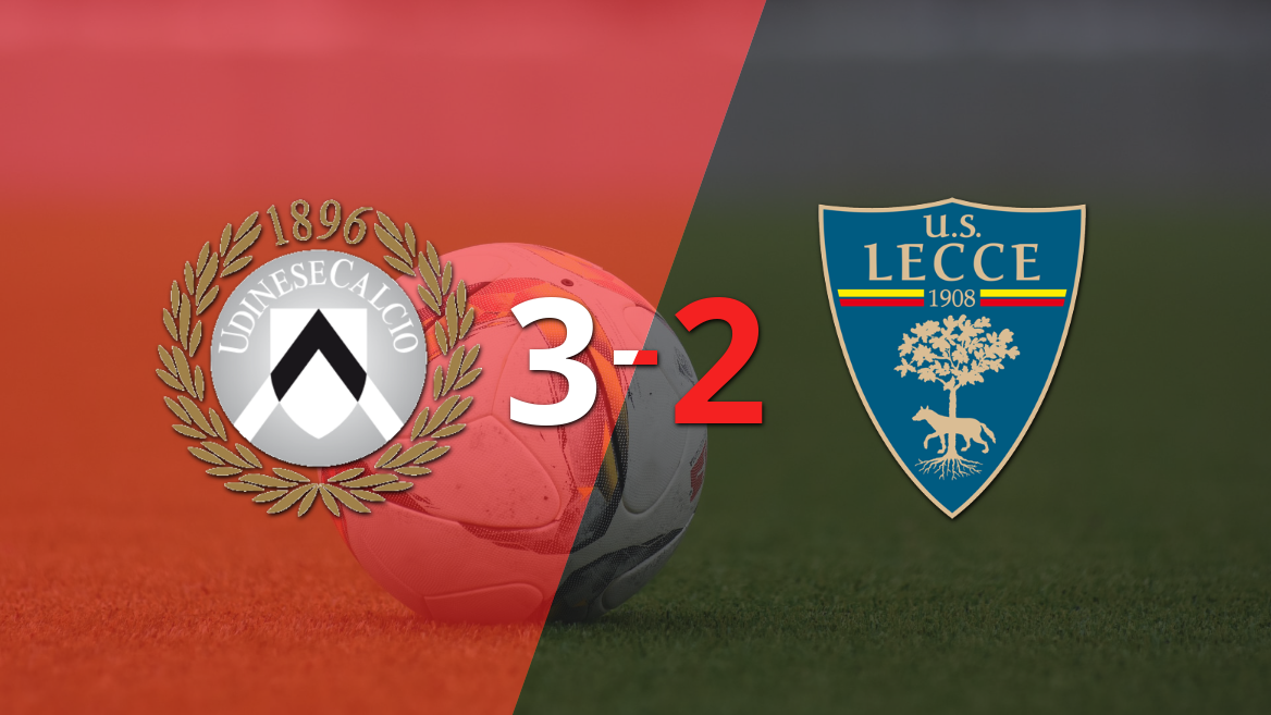 Partido de alta intensidad concluye con Udinese superando a Lecce 3-2