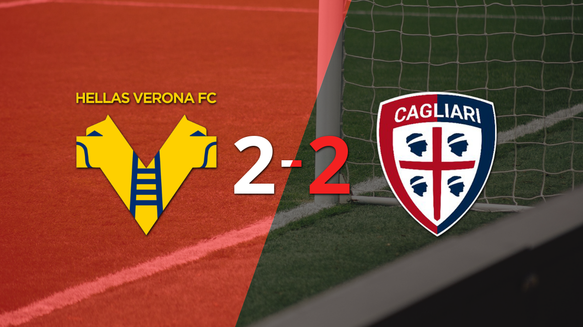 Cagliari empató 2-2 contra Hellas Verona sobre el final del partido