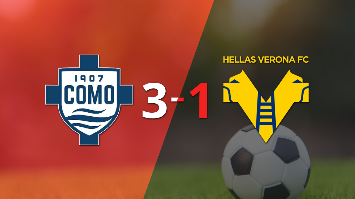 Hellas Verona fue derrotado por Como 1907 con un marcador de 3-1 