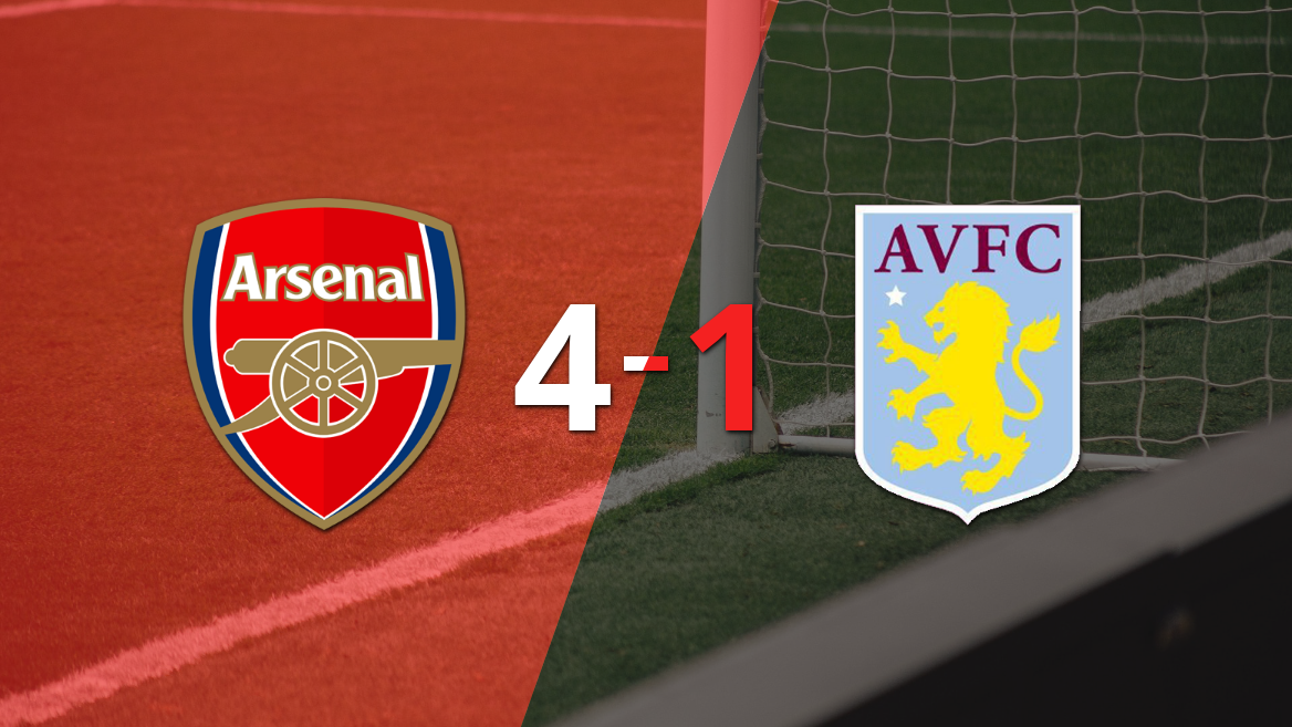 Tranquila victoria de Arsenal por 4 a 1 frente a Aston Villa