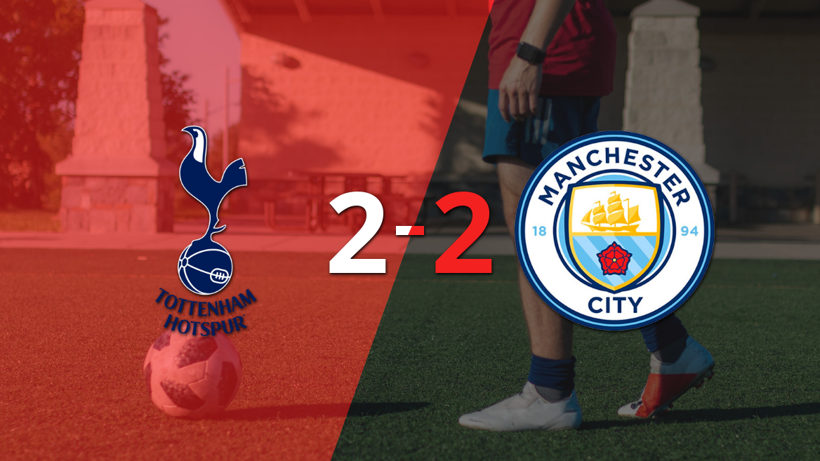 Manchester City sacó un punto luego de empatar a 2 goles con Tottenham