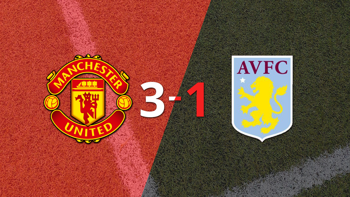 Manchester United superó por 3-1 a Aston Villa como local